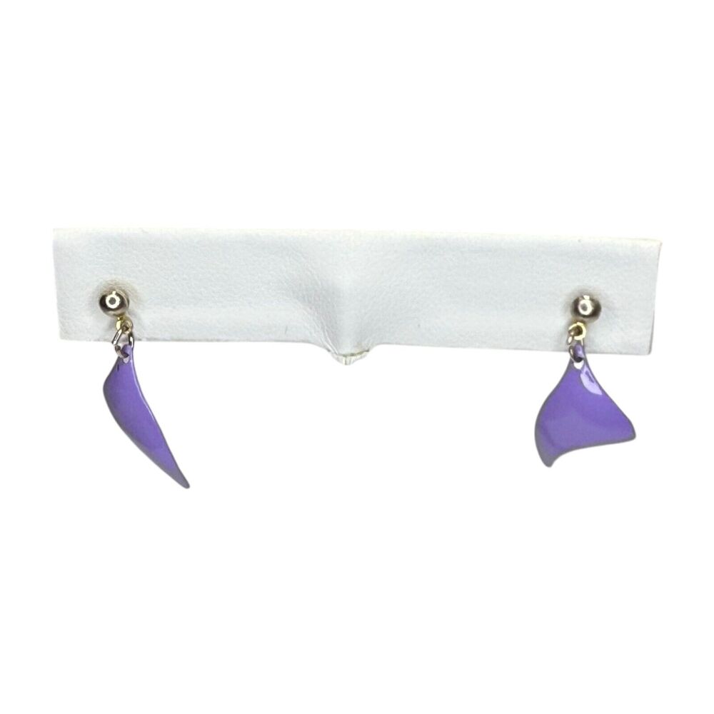 Vintage Gold-Tone Purple Drop Dangle Earrings Post Back Women's Fashion Jewelry - Picture 1 of 6